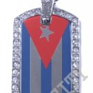CUBA CUBAN FLAG PENDANT Iced Out CZ BLING Charm Dog Tag