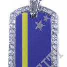 CURACAO CURACAOAN FLAG PENDANT Iced Out CZ BLING Charm Dog Tag