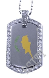 CYPRUS K&Atilde;&frac12;pros FLAG PENDANT Iced Out CZ BLING Charm Dog Tag
