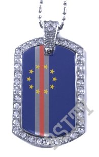 Cape Verde CABO VERDEAN FLAG PENDANT Iced Out CZ BLING Charm Dog Tag