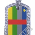 Central African Republic FLAG PENDANT Iced Out CZ BLING Charm Dog Tag