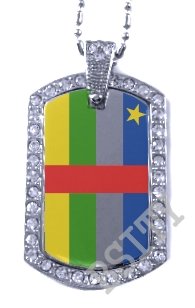 Central African Republic FLAG PENDANT Iced Out CZ BLING Charm Dog Tag