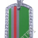 Chechnya Chechen Republic FLAG PENDANT Iced Out CZ BLING Charm Dog Tag