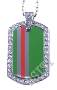 Chechnya Chechen Republic FLAG PENDANT Iced Out CZ BLING Charm Dog Tag