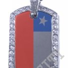 Chile Chilean Republic FLAG PENDANT Iced Out CZ BLING Charm Dog Tag