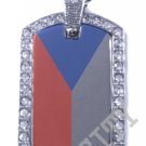 Czechoslovakia CZECH REPUBLIC FLAG PENDANT Iced Out CZ BLING Charm Dog Tag