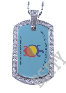 DELAWARE AMERICAN INDIAN FLAG Iced Out CZ BLING Dog Tag