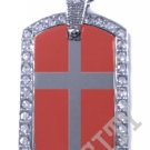 DENMARK DANISH DANMARK FLAG PENDANT Iced Out CZ BLING Charm Dog Tag