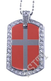 DENMARK DANISH DANMARK FLAG PENDANT Iced Out CZ BLING Charm Dog Tag