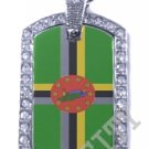 DOMINICA DOMINICAN FLAG PENDANT Iced Out CZ BLING Charm Dog Tag