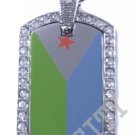 Djiboutian DJIBOUTI FLAG PENDANT Iced Out CZ BLING Charm Dog Tag