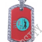 EASTERN SHAWNEE INDIAN FLAG Iced Out CZ BLING Dog Tag