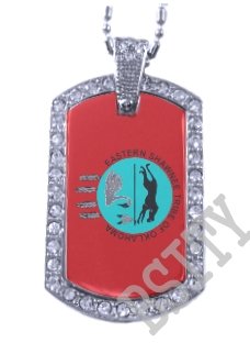 EASTERN SHAWNEE INDIAN FLAG Iced Out CZ BLING Dog Tag