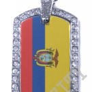 ECUADOR Ecuadorian FLAG PENDANT Iced Out CZ BLING Charm Dog Tag