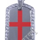 ENGLAND ENGLISH FLAG PENDANT Iced Out CZ BLING Charm Dog Tag