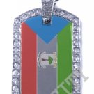 EQUATORIAL GUINEA FLAG PENDANT Iced Out CZ BLING Charm Dog Tag