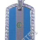 El Salvador Salvadoran FLAG PENDANT Iced Out CZ BLING Charm Dog Tag