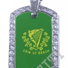 Erin Go Braugh BRAGH FLAG PENDANT Iced Out CZ BLING Charm Dog Tag