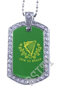 Erin Go Braugh BRAGH FLAG PENDANT Iced Out CZ BLING Charm Dog Tag
