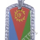 Eritrea Eritrean FLAG PENDANT Iced Out CZ BLING Charm Dog Tag