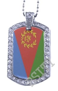 Eritrea Eritrean FLAG PENDANT Iced Out CZ BLING Charm Dog Tag