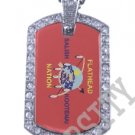 FLATHEAD NATION INDIAN FLAG Iced Out CZ BLING Dog Tag