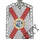 FLORIDA FL STATE FLAG PENDANT Iced Out CZ BLING Charm Dog Tag