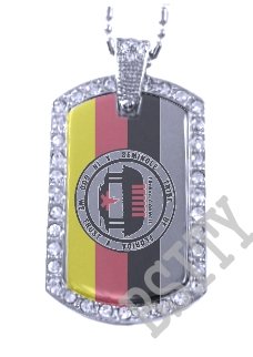 FLORIDA SEMINOLE INDIAN FLAG Iced Out CZ BLING Dog Tag