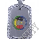 FON DU LAC INDIAN FLAG Iced Out CZ BLING Dog Tag