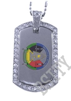 FON DU LAC INDIAN FLAG Iced Out CZ BLING Dog Tag