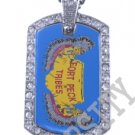 FORT PECK TRIBES INDIAN FLAG Iced Out CZ BLING Dog Tag