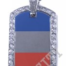 FRANCE FRENCH FLAG PENDANT Iced Out CZ BLING Charm Dog Tag