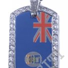 Falkland Islands MALVINAS FLAG PENDANT Iced Out CZ BLING Charm Dog Tag