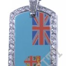 Fiji Fijian Islands FLAG PENDANT Iced Out CZ BLING Charm Dog Tag