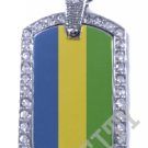 GABON Gabonese Republic FLAG Iced Out CZ BLING Charm Dog Tag