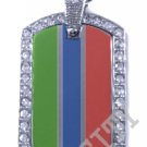GAMBIA GAMBIAN FLAG Iced Out CZ BLING Charm Dog Tag