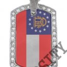 GEORGIA GA STATE FLAG PENDANT Iced Out CZ BLING Charm Dog Tag
