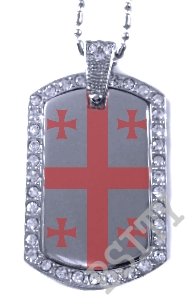 GEORGIA Republic FLAG Iced Out CZ BLING Charm Dog Tag