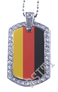 GERMAN GERMANY DEUTSCHE FLAG Iced Out CZ BLING Charm Dog Tag