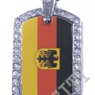 GERMAN GERMANY EAGLE FLAG Iced Out CZ BLING Charm Dog Tag