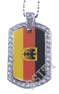 GERMAN GERMANY EAGLE FLAG Iced Out CZ BLING Charm Dog Tag