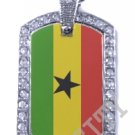 GHANA Ghanaian FLAG Iced Out CZ BLING Charm Dog Tag