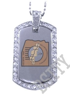 GILA RIVER INDIAN FLAG Iced Out CZ BLING Dog Tag