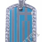 GREECE GREEK FLAG Iced Out CZ BLING Charm Dog Tag