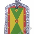 GRENADA Grenadine FLAG Iced Out CZ BLING Charm Dog Tag