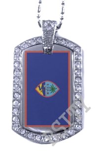 GUAM GUAHAN Chamorro FLAG Iced Out CZ BLING Charm Dog Tag