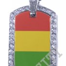 GUINEA GUINEAN FLAG Iced Out CZ BLING Charm Dog Tag