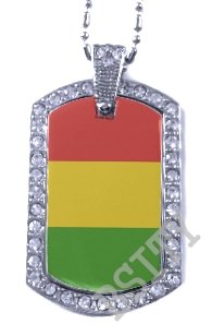 GUINEA GUINEAN FLAG Iced Out CZ BLING Charm Dog Tag
