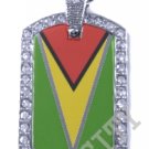 GUYANA GUYANESE FLAG Iced Out CZ BLING Charm Dog Tag