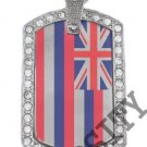 HAWAII HI STATE FLAG PENDANT Iced Out CZ BLING Charm Dog Tag